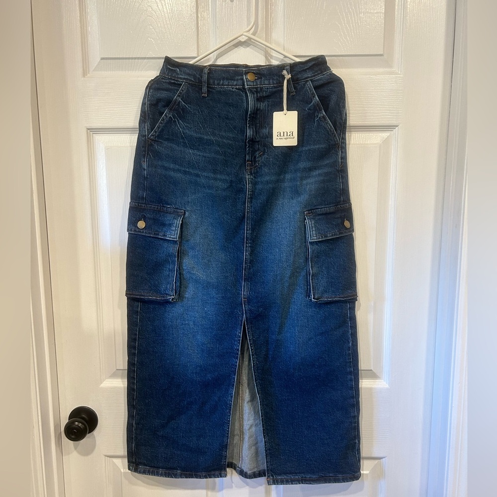 Denim Cargo Maxi Skirt